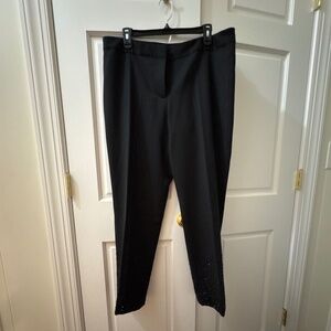 Talbots Marzotto Wool Blend Signature Ankle Pants 12 Black Beaded